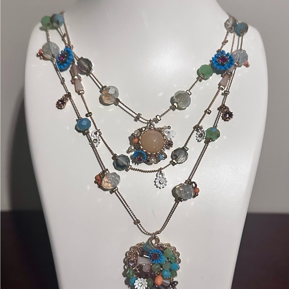 NWT Betsey Johnson Woven Heart Layered Necklace
